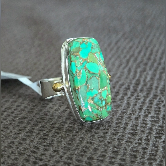 Shivam Jewelry - Shivam Rectangular Green💚 Copper Turquoise Statement Ring💍 - NWT